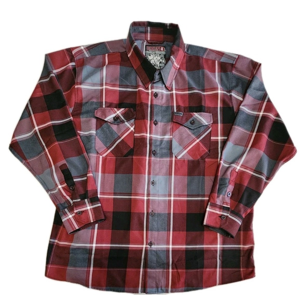 Dixxon Flannel Company Brick City 4XL Red Gray Plaid Long Sleeve Flannel Shirt